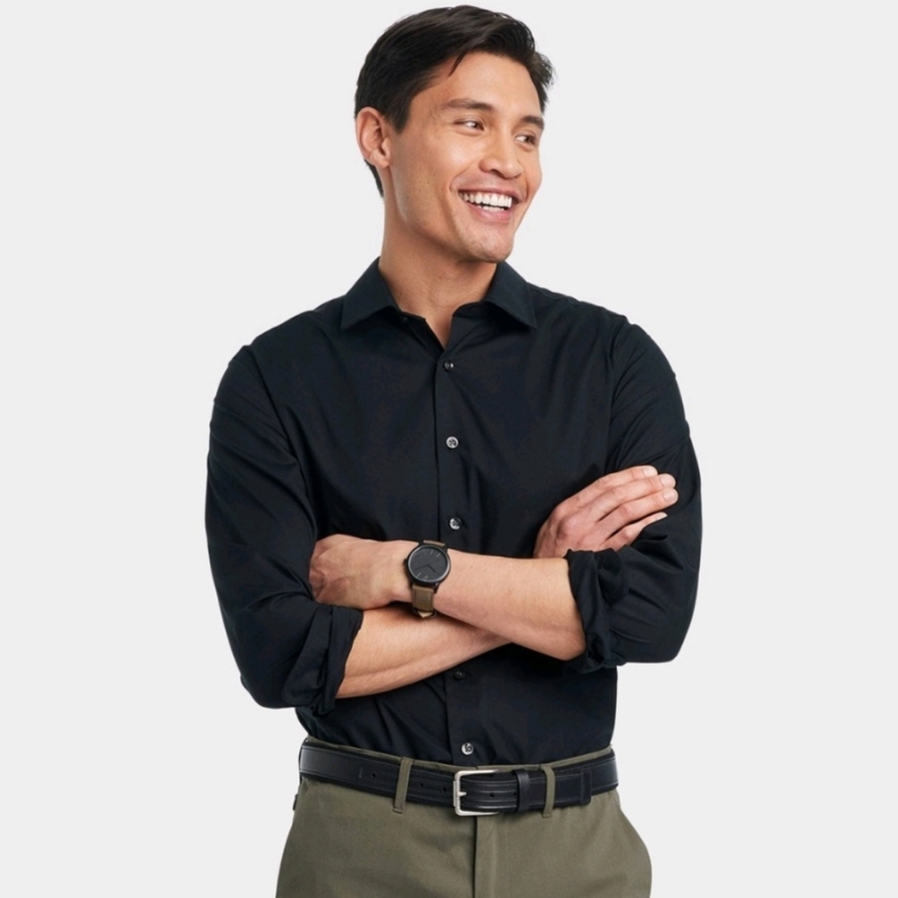 Goodfellow Black Shirt Long-Sleeve Size is XL